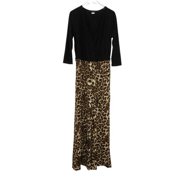Venus Black And Leopard Pattern Long Sleeve Formal Jumpsuit Small - Picture 3 of 9